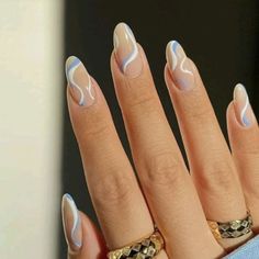 Short Acrylic Nails Designs Winter Almond, End Of Summer Nails Ideas Almond, Nails Squiggly Lines, Smink Inspiration, Minimal Nails, Casual Nails, Classy Acrylic Nails, Acrylic Nails Coffin Short, Short Acrylic Nails Designs