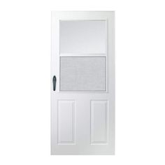 Andersen 200 Series 32 in. x 80 in. White Universal 1/2 Light Half-View Aluminum Storm Door with Black Handle set 95976 - The Home Depot Black Storm Door With Black Door, Cast Iron Storm Door, Door With Black Handle, Matte Black Storm Door, Modern Storm Door With Screen, Full Lite Storm Door, Aluminum Storm Doors, Lighting Storms, Storm Door