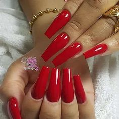 Red Fingernails, Inspirational Nails, Bright Red Nails, Long Nail Art, Dry Nails Quick, Queen Nails, Red Acrylic Nails, Shaped Nails