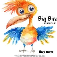 an image of a bird with big birds on it's head and the words, buy