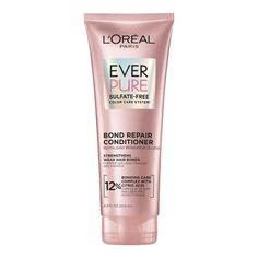 EverPure Bond Repair System strengthens damaged hair against breakage, leaving hair soft and protected from future damage. Sulfate Free, Vegan Formula. L'Oreal Paris Sulfate Free Bond Repair Conditioner with Citric Acid, EverPure, 6.8 fl oz; Repair and reinforce weak bonds for color treated, damaged hair Bond Repair pre-shampoo concentrate, shampoo and conditioner system provides strength and smoothness with intense hydration Bond Repair pre-shampoo concentrate, shampoo and conditioner system fo Treat Damaged Hair, Weak Hair, Saloon Hair, Personal Care Products, Color Treated Hair, Sulfate Free, Beauty Saloon, Treated Hair, Hair Repair