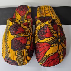 Ankara Print Bedroom Slippers ,Light Weight. Fabric 100% Cotton, Rubber Soles Large Sizes Available Orange Slip-on Casual Slippers, Casual Orange Slip-on Slippers, Print Bedroom, Bedroom Slippers, Ankara Print, Black Orange, Orange Black, Ankara, Slippers