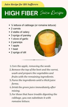 the recipe for high fiber juice is shown