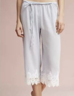 Anthropologie E by Eloise Women Blue Lounge PJ Pants Lace Trim NWT Sz L. Measurements on photos Boho Pajamas, Embroidered Pajamas, Pijamas Women, Blue Lounge, Lounge Pants Womens, Leopard Print Pants, Womens Pajamas Pants, Lazy Outfits, Pyjama Bottoms