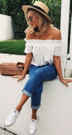 Trending And Girly Summer Outfit Ideas with jeans Summer Trends Outfits, Boyfriend Jean, Spring Summer Outfits, Look Fashion, Spring Outfit, Spring Summer Fashion, Spring Outfits