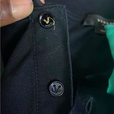 Nwt 2021 Design Fits Like A Us Large Luxury Black Tops With Button Closure, Luxury Black Top For Streetwear, Luxury Black Tops For Streetwear, Luxury Black Tops For Workwear, Designer Black Tops With Button Closure, Luxury Cotton Tops With Buttons, Designer Black Tops With Buttons, Versace Shirts, Versace