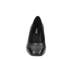 Easy Street Poet Women's Pump Turn your fashion into beatiful art with the Poet women's Pump from Easy Street. Featuring a faux leather upper with a square toe for on-trend appeal, this Slip-On is versatile enough to work in office or for events. The insole cushions your steps while the sturdy heel offers just enough lift to elevate your look. Synthetic upper Slip-On Square toe  Padded insole 2 1/4" block heel Fitted Synthetic Heels With Square Toe, Square Toe Faux Leather Heels For Business, Business Faux Leather Heels With Square Toe, Formal Faux Leather Heels With Square Toe, Square Toe Fitted Heels For Business, Fitted Square Toe Heels For Business, Fitted Square Toe Business Heels, Fitted Faux Leather Heels With Square Toe, The Poet