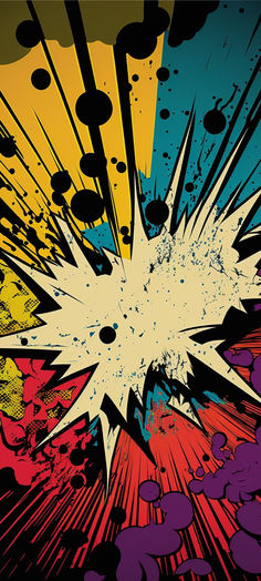 an image of a comic book cover that is colorful and has splattered paint on it