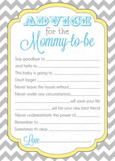 an advice for the mommy to be on a chevron background with pink and yellow accents