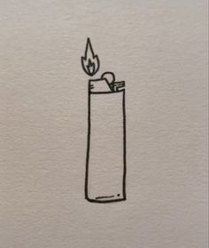 a drawing of a lighter on a piece of paper that is drawn in black ink