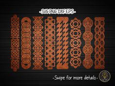 some orange laces and chains on a black background with the words svg gridpeeps