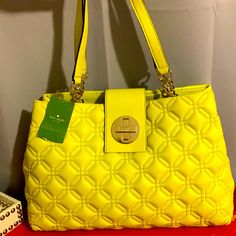 Great Condition, Never Used Or Worn With Tag Still Attached. Kate Spade Yellow Shopping Bag, Yellow Kate Spade Shopping Bag, Yellow Kate Spade Travel Bag, Kate Spade Green Double Handle Bag, Black Tote Purse, Teal Bag, Ostrich Bag, Tote Bag With Pockets, Kate Spade Shoulder Bag