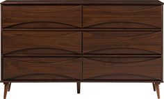 the chest of drawers is made out of wood and has wavy lines on it's sides