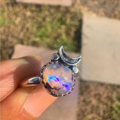 One Of A Kind Opal Set In Sterling Silver, Size 6.25, Fire Opal Is Clear With Cosmic Colors. Listing Is For The First Ring Pictured Mexican Fire Opal Ring, Fire Opal Ring, Ring Pictures, One Ring, Opal Rings, Fire Opal, Womens Jewelry Rings, Opal, Womens Sizes