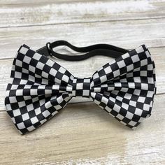 One size fits Most :  Adults/TeensBowtie Measure Size : 2.5" Height and 4.5" Width Adjustable From 10 Inches to 20" Inches (25cm - 45cm)Style : Checker Dapper Adjustable Tie With Satin Bow, Dapper Adjustable Bow For Black Tie Events, Adjustable Dapper Bow For Black Tie Events, Spring Black Tie Adjustable Bow Tie, Adjustable Dapper Ties With Bow Tie Back, Dapper White Adjustable Bow Tie, Dapper Adjustable White Bow Tie, Dapper Adjustable Bow Tie For Spring, Adjustable Bow Tie For Summer Party