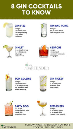 Gin Cocktails Gin Drink Recipes, Best Gin Cocktails, Gin Recipes, Best Gin, Gin Drinks, Perfect Cocktail Dress