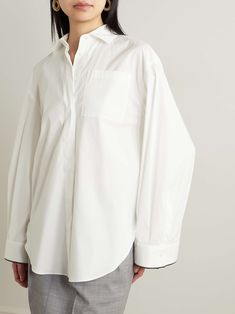 Beaded Trim, Poplin Shirt, Wide Sleeves, Brunello Cucinelli, Net A Porter, Women Collection, Luxury Design, Porter, Top Shirt