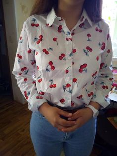 FREE SHIPPING Women Cherry Blouses Long Sleeve Shirt Turn Down Collar Floral Blouse Plus Size 5XL Women Vintage Cotton Shirt JKP1808 Casual Long Sleeve Top With Cherry Print, Cherry Blouse, Blouses Long Sleeve, Blouse Plus Size, Blouse Models, Women Sleeve, Women Vintage, Plus Size Blouses, Long Blouse