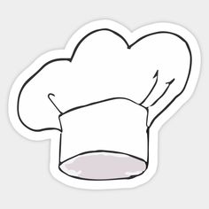 a drawing of a chef's hat on top of a sticker that is white