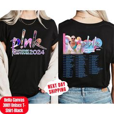 Pink Tour Tshirt, Concert t shirt for the Summer Carnival tour 2024, Summer Carnival 2024, Concert P!nk T-shirt, Trustfall album 📌This design will be made with DTF Printing Method.  SHIRT-SWEATSHIRT SPECIFICATION   Material Composition: 👉Solid colors: 100% Airlume combed and ring-spun cotton. 👉Heather colors: Generally a blend of 52% Airlume combed and ring-spun cotton and 48% polyester, though some heather variants might have a different cotton-poly blend (like 90% cotton, 10% polyester for Festival Fan Merchandise Tops With Graphic Design, Cotton Band Merch Tops For Festivals, Summer Crew Neck Shirt For Concert, Summer Cotton Shirt For Fan Apparel, Band Merch Shirt For Summer Music Festival, Summer Band Merch Shirt With Graphic Design, Cotton Festival Shirt With Letter Print, Cotton Letter Print Shirt For Festivals, Summer Concert T-shirt With Letter Print