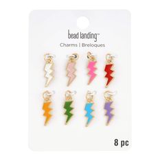 Find the Enamel & Gold Lightning Bolt Charms by Bead Landing™ at Michaels. Create a playful charm bracelet using these fun lightning bolt charms from Bead Landing. Featuring bright hues and gold accents, these pieces will look great fixed to their own chain or paired with complimentary stones and charms. Create a playful charm bracelet using these fun lightning bolt charms from Bead Landing. Featuring bright hues and gold accents, these pieces will look great fixed to their own chain or paired w Gold Lightning, Bead Landing, Michael Store, Yarn Projects, Gold Enamel, Lightning Bolt, The Elf, Gold Accents, Charm Jewelry