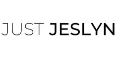 the just jeslyn logo is shown in black and white