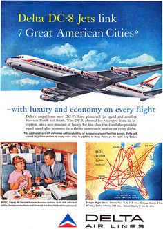 an advertisement for delta airlines with two people eating