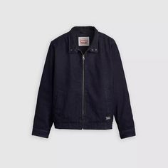 Harrington Jacket - Dark Wash | Levi's® US Classic Outerwear With Zipper Closure, Classic Cotton Denim Jacket, Classic Cotton Denim Jacket With Welt Pockets, Classic Cotton Sport Coat For Streetwear, Classic Cotton Sport Coat, Classic Denim Jacket For Work, Classic Cotton Denim Jacket For Work, Classic Levi's Outerwear For Work, Classic Denim Jacket With Welt Pockets