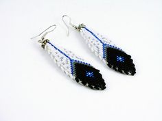 Feather Earrings, Beadwork Feather, Native Earrings, Native Feather, Long Feather Earring, 3 Inch, Native American, Native Beadwork Handmade - Etsy Beaded Earrings Native Beadwork, Beaded Feather Earrings, American Quilts Patterns, Native American Beadwork Patterns, Twin Beads, Beadwork Earrings, Beaded Earrings Native