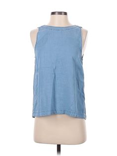 Gap Sleeveless Blouse Size: X-Small Tops - used. 100% LYOCELL | Gap Sleeveless Blouse: Blue Tops - Size X-Small Blue Denim Vest Top For Summer, Denim Sleeveless Tank Top For Summer, Sleeveless Denim Tank Top For Summer, Sleeveless Denim Tank Top For Spring, Sleeveless Denim Top For Beach, Casual Sleeveless Denim Tank Top, Gap Cami Tops For Spring, Light Wash Sleeveless Top For Spring, Light Wash Sleeveless Tops For Beach