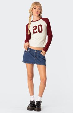 Twenty feels awfully good in this baseball-inspired cotton T-shirt made with sporty raglan sleeves. Crewneck Long sleeves 95% cotton, 5% spandex Machine wash, dry flat Imported Swimwear Dress, S Models, Model Height, Pacsun, Sleeve Cotton, Raglan Sleeve, Cotton Spandex, Cotton T Shirt, Set Dress