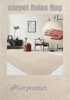 the carpet relax rug is made from soft wool and has a hand on top of it