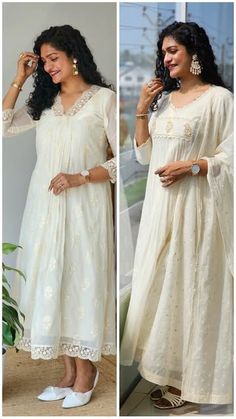 Dress Models For Stitching, Churidar Styles, Chudidhar Designs, Salwar Design, White Churidar, Dress Designs For Stitching, Simple Frock Design, Indian Kurti Designs