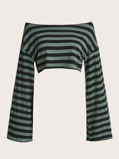 Tops For Women Casual, Drop Shoulder Tee, Y2k Clothes, Crop Top Casual, Women T Shirts, Striped Crop Top, Really Cute Outfits, Dream Clothes, Gotham