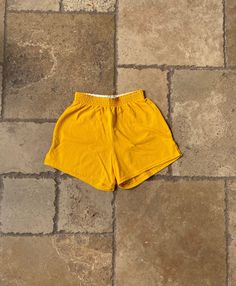 90s Yellow Athletic Shorts by Varsity XS, tagged a size S. Best fits a size XS or 22-25"W. Measurements: Waist: 10.25"-13" Rise: 11" Inseam: 2.75" Cuff: 10.5" Yellow Cupcakes, Skorts, Boy Shorts, Athletic Shorts, Short Outfits, Art Collection, Cute Outfits, Bathing Beauties, Womens Shorts