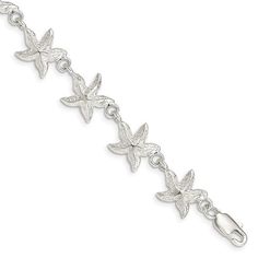 Reach for the stars with this celestial Sterling Silver Starfish Bracelet, expertly crafted from high-quality sterling silver. This enchanting bracelet features a delicate starfish design, complete with intricate details and a textured finish that evokes the ocean's gentle touch. The sterling silver shines with a bright, crisp finish, adding a touch of luxury to your look. With its premium materials, exceptional craftsmanship, and charming design, this Sterling Silver Starfish Bracelet is an inv Starfish Bracelet, Fine Jewelry Bracelets, Fine Jewelry Gift, 925 Jewelry, Bracelets And Charms, Bracelet Sizes, Charm Jewelry, Primary Color, Starfish