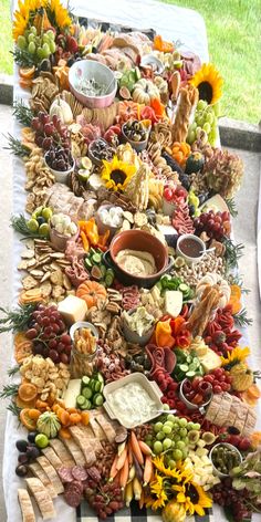 a long table covered in lots of food