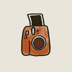 an orange camera drawn on top of a white background