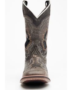 Laredo Women's Spellbound Cowgirl Boots - Square Toe, Brown Cowgirl Boots Square Toe, Contrast Piping, Cowgirl Boots, Textile Prints, Full Grain Leather, Western Fashion, Cowboy Boots, Piping, Leather Upper