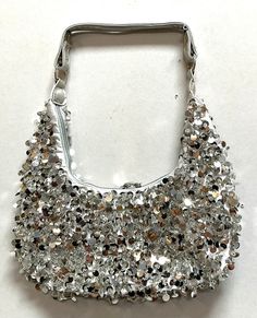 Sequin Handbag Silver - Etsy Colombia Vintage Handheld Bag For Party, Silver Rectangular Elegant Hobo Bag, Silver Elegant Rectangular Hobo Bag, Elegant Silver Rectangular Hobo Bag, Vintage Satchel Shoulder Bag For Party, Vintage Evening Bag With Detachable Handle For Party, Vintage Clutch Shoulder Bag For Party, Vintage Shoulder Bag With Detachable Handle For Party, Vintage Party Shoulder Bag With Detachable Handle