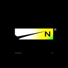 a black background with the letter n in yellow and green on it's left side