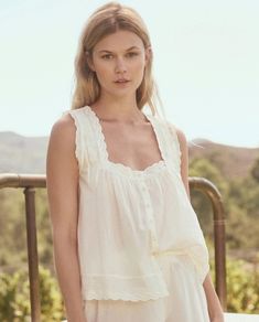 The Eyelet Tank. -- True White – The Great. Emily And Meritt, Cotton Voile Fabric, Voile Fabric, Day To Night, Eyelet Lace, To Night, Cotton Voile, Lace Edging, Girl Top