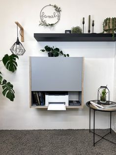 a shelf that has some plants on it