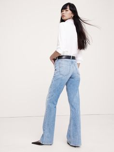 The Relaxed Flare Jean | Banana Republic Chic Light Wash Cotton Flare Jeans, Light Wash Straight Leg Flares For Spring, Light Wash Wide Leg Flare Jeans For Work, Chic Light Wash Relaxed Fit Flare Jeans, Chic Relaxed Fit Light Wash Flare Jeans, Chic Relaxed Fit Mid-rise Flare Jeans, Wide Leg Light Wash Flare Jeans For Work, Chic Wide-leg Flare Jeans With Five Pockets, Classic Flare Denim Pants