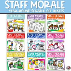 a poster with different types of items for the school's staff and staff members