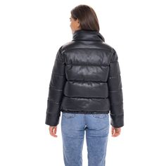 This S.E.B. by SEBBY vegan faux leather puffer jacket offers a feminine and flattering fit at a great price point. Bringing designer details and all-around comfort, this women's puffer coat will not disappoint. This puffer can be worn as a fall jacket and a winter coat even on the chilliest days. Features side entry pockets, taffeta lining, elasticized hem and cuff, and front zip closure. Available in black and toffee (brown) there is a perfect color for everyone. You are sure to fall in love wi Spring Casual Puffer Leather Jacket, Casual Spring Puffer Leather Jacket, Trendy Fall Puffer Jacket With Padded Collar, Casual Puffer Leather Jacket For Streetwear, Trendy Fall Puffer Jacket With Faux Fur Lining, Winter Faux Leather Puffer Outerwear, Faux Leather Puffer Outerwear For Fall, Fall Faux Leather Puffer Outerwear, Trendy Faux Leather Outerwear With Faux Fur Lining