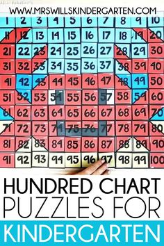 a hand holding up a puzzle with numbers on it and the words, hundred chart puzzles for