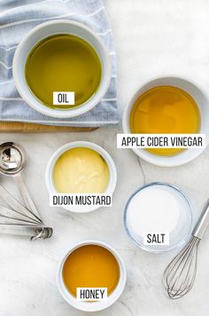 ingredients for apple cider vinegar recipe in bowls