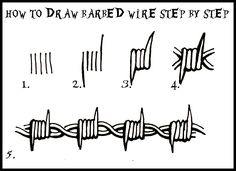 how to draw barbed wire step by step