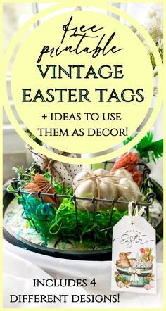 an advertisement for vintage easter tags and other items